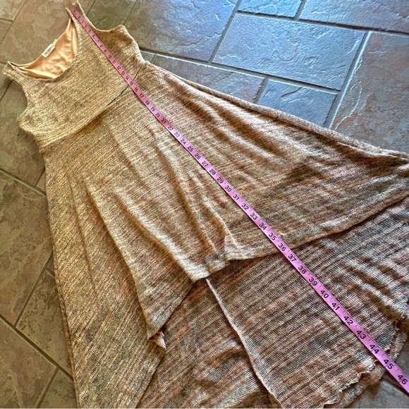 ⭐️BOGO FREE⭐️ BLU PEPPER Lined Tank Dress High Low with Gold Threads - Picture 6 of 12